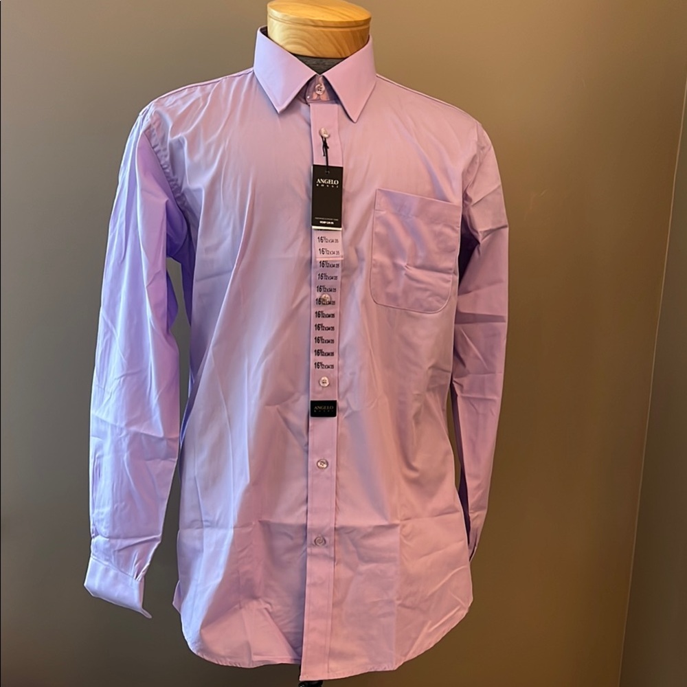 Angelo Rossi Lavender Men’s Dress Shirt 16 1/2 x 34 35 NWT Paris Milan New York